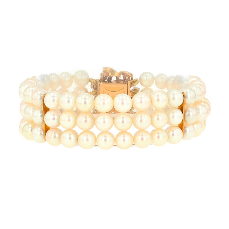 Bracelet vintage diamants 0.56 carat et perles or jaune 35.74g Comme neuf -  reconditionné disponible sur Gemme Les Bijoux